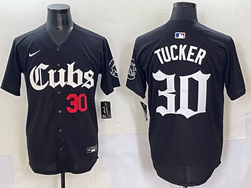 Men 2025 Chicago Cubs 30 Tucker Black Five generations Joint Name Nike MLB Jersey style 4
